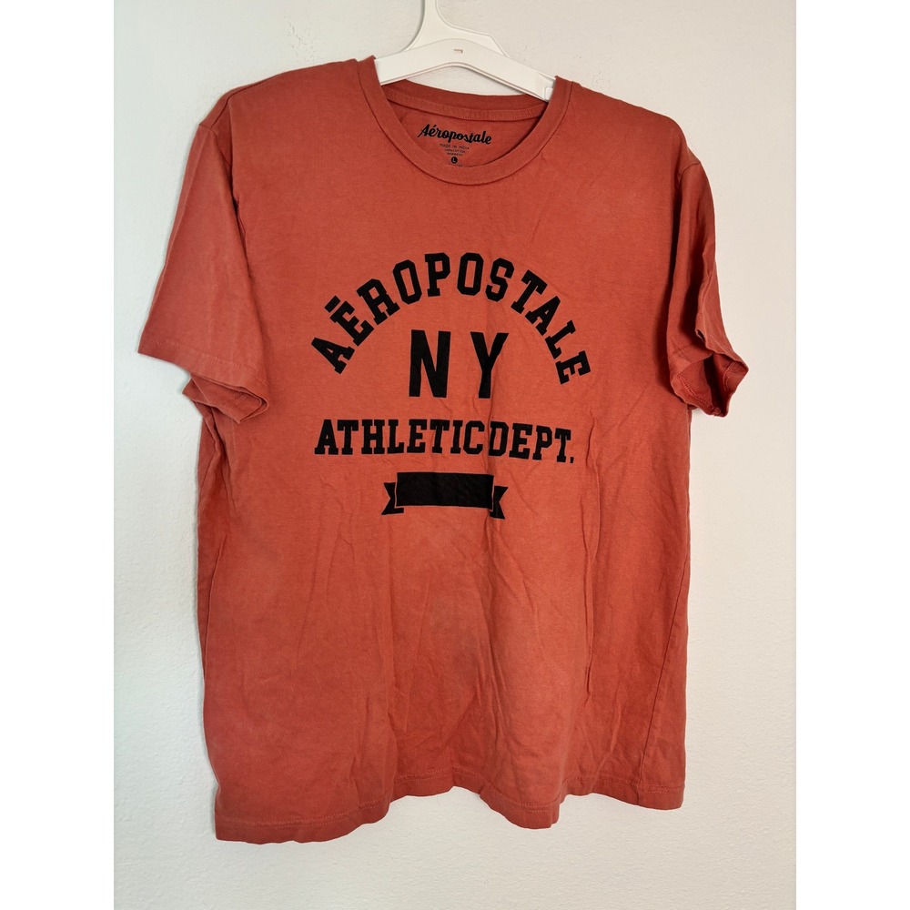 Aeropostale Mens NY Athletic Dept Graphic T-Shirt Orange Large
